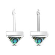 Abalone Shell Triangle Silver Stud Earrings - e348
